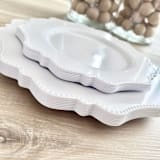 "Beaded Luxe Dinnerware Set | Cool White" - Party Plates and Bowls in white by Prêt-à-PartyNY
