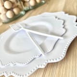 "Beaded Luxe Dinnerware Set | Cool White" - Party Plates and Bowls in white by Prêt-à-PartyNY