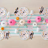 "Meowloween Small Plates - Set of 8" - Party Plates and Bowls in purple by Jollity and Co