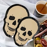 "Gold Skull Dinner Plates - Set of 8" - Party Plates and Bowls in gold by Jollity and Co