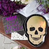 "Gold Skull Dinner Plates - Set of 8" - Party Plates and Bowls in gold by Jollity and Co