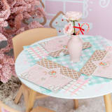 "Baking Spirits Bright Pink Gingerbread House Large Plates - Set of 8" - Party Plates and Bowls in pink by Jollity and Co