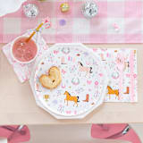 "Pony Tales Small Plates - Pack of 8" - Party Plates and Bowls in multicolor by Jollity and Co