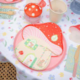 "Bunnies In The Garden Mushroom House Large Plates - Set of 8" - Party Plates and Bowls in multicolor by Jollity and Co