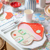 "Bunnies In The Garden Mushroom House Large Plates - Set of 8" - Party Plates and Bowls in multicolor by Jollity and Co