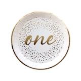 "Gold Onederland Dessert Plates - Pack of 8" - Party Plates and Bowls in white by Jollity and Co
