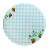 "Strawberry Picnic Gingham Print Large Plates - Pack of 8" - Party Plates and Bowls in blue by Jollity and Co