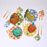 "Little Chef Fruit and Veggie Dessert Plates (x12)" - Party Plates and Bowls in multicolor by POP Party Supplies