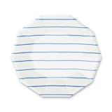 "Cobalt Frenchie Stripes Large Plates" - Party Plates and Bowls in blue by Jollity and Co