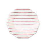 "Candy Apple Frenchie Stripes Small Plates" - Party Plates and Bowls in red by Jollity and Co