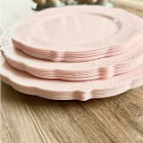 "Vintage Dinnerware Set | Blush Rose" - Party Plates and Bowls in pink by Prêt-à-PartyNY