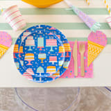 "It's A Birthday Cake Print Small Plates - Set of 8" - Party Plates and Bowls in multicolor by Jollity and Co