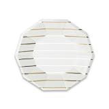 "Gold Metallic Frenchie Stripes Small Plates" - Party Plates and Bowls in gold by Jollity and Co