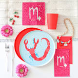 "Zodiac Scorpio Dinner Plates - Set of 8" - Party Plates and Bowls in pink by Jollity and Co