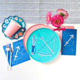 "Zodiac Sagittarius Dinner Plates - Set of 8" - Party Plates and Bowls in blue by Jollity and Co
