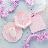 "Frosted Large Plates - Set of 8" - Party Plates and Bowls in pink by Jollity and Co