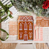 "Baking Spirits Bright Tall Dark Brown Gingerbread House Plates - Set of 8" - Party Plates and Bowls in brown by Jollity and Co