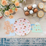 "Baking Spirits Bright Christmas Mugs Small Plates - Set of 8" - Party Plates and Bowls in pink by Jollity and Co