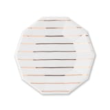 "Rose Gold Frenchie Stripes Large Plates" - Party Plates and Bowls in copper by Jollity and Co