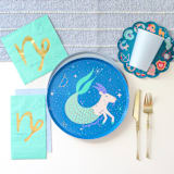 "Zodiac Capricorn Dinner Plates - Set of 8" - Party Plates and Bowls in green by Jollity and Co