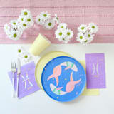 "Zodiac Pisces Dinner Plates - Set of 8" - Party Plates and Bowls in pink by Jollity and Co