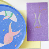 "Zodiac Pisces Dinner Plates - Set of 8" - Party Plates and Bowls in pink by Jollity and Co
