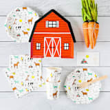 "On the Farm Large Plates - Pack of 8" - Party Plates and Bowls in red by Jollity and Co