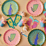 "Tropical Dinner Plates, Peacocks - Pack of 8" - Party Plates and Bowls in multicolorassorted-colors by MA FÊTE