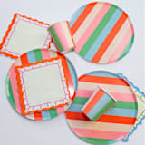 "Vibrant Striped Party Pack – Paper Plates, Cups and Napkins for Every Celebration (x12 person party)" - Party Plates and Bowls in multicolor by POP Party Supplies