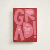 "GRAD!" - Graduation Party Invitations in Ruby by Erin Kessler - Front