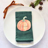 "Watercolor Pumpkin- Personalized Hand-Calligraphed Watercolor Die-Cut Place Cards- Set of 10" - Party Place Cards in orange by Inkspiringletters