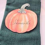 "Watercolor Pumpkin- Personalized Hand-Calligraphed Watercolor Die-Cut Place Cards- Set of 10" - Party Place Cards in orange by Inkspiringletters