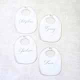 "Watercolor Bib Place Cards-Personalized Set of 10" - Party Place Cards in white by Inkspiringletters