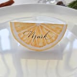 "Watercolor Lemon- Personalized Hand-Calligraphed Watercolor Die-Cut Place Cards- Set of 10" - Party Place Cards in yellow by Inkspiringletters