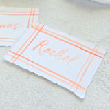 "Watercolor Orange Plaid Place Cards- Personalized with Hand-Lettering- Set of 10" - Party Place Cards in orange by Inkspiringletters