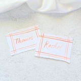 "Watercolor Orange Plaid Place Cards- Personalized with Hand-Lettering- Set of 10" - Party Place Cards in orange by Inkspiringletters