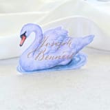 "Folded Watercolor Swan Place Card- Personalized with Calligraphy- Set of 10" - Party Place Cards in white by Inkspiringletters