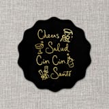 "Cheers, cin cin, santé, salud black disposable coasters / Customizable color - Set of 20" - Party Coasters in white by Orchid Studio