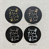 "Cheers, cin cin, santé, salud black disposable coasters / Customizable color - Set of 20" - Party Coasters in white by Orchid Studio
