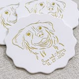 "Custom pet portrait white disposable coasters / Customizable color - Set of 100" - Party Coasters in white by Orchid Studio