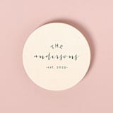 "Custom Family Est Coaster, round shape, set of 100" - Party Coasters in white by ForYourParty