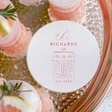 "Custom Family Home Coaster, round shape, set of 50" - Party Coasters in white by ForYourParty