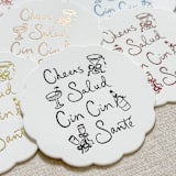 "Cheers, cin cin, santé, salud white disposable coasters / Customizable color - Set of 20" - Party Coasters in white by Orchid Studio