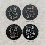"Cheers, cin cin, santé, salud black disposable coasters / Customizable color - Set of 20" - Party Coasters in white by Orchid Studio
