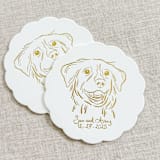 "Custom pet portrait white disposable coasters / Customizable color - Set of 100" - Party Coasters in white by Orchid Studio