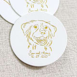 "Custom pet portrait white disposable coasters / Customizable color - Set of 100" - Party Coasters in white by Orchid Studio