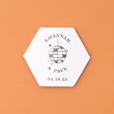 "Custom Retro Disco Ball Coaster, hexagon shape, set of 100" - Party Coasters in white by ForYourParty