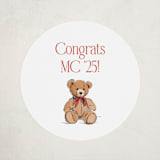 "Antique Teddy Bear" - Party Stickers in Apple by Becky Nimoy - Front
