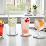 "Champagne Bottles and Flutes Celebration Acrylic Drink Stir Sticks (Set of 4)" - Party Stir Sticks in clear by Liesel Anne