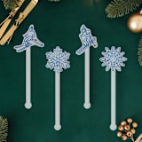 "Skier Snowflake Acrylic Drink Stir Sticks (Set of 4)" - Party Stir Sticks in clear by Liesel Anne